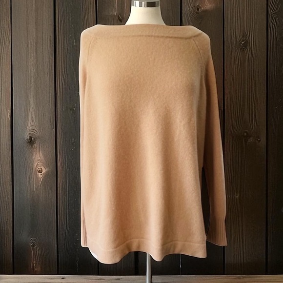 ANN MASHBURN CLASSIC CAMEL 100% CASHMERE SWEATER SIZE LARGE - Picture 1 of 10